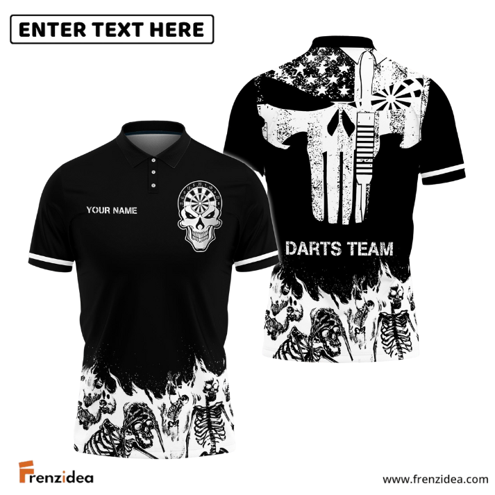 Frenzidea Skull Skeletons Black White Version Custom Darts Shirts