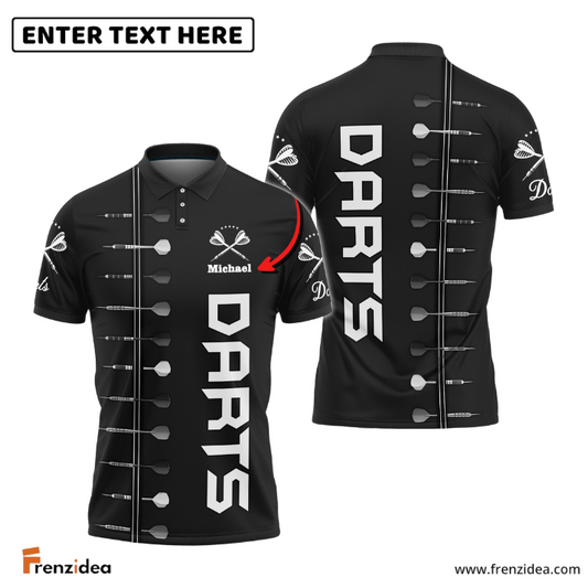 Frenzidea Darts Personalized 3D Black Custom Darts Shirts