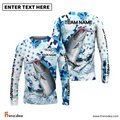 Frenzidea Salmon Fishing Blue White American Flag Custom Name & Team Name 3D Shirts