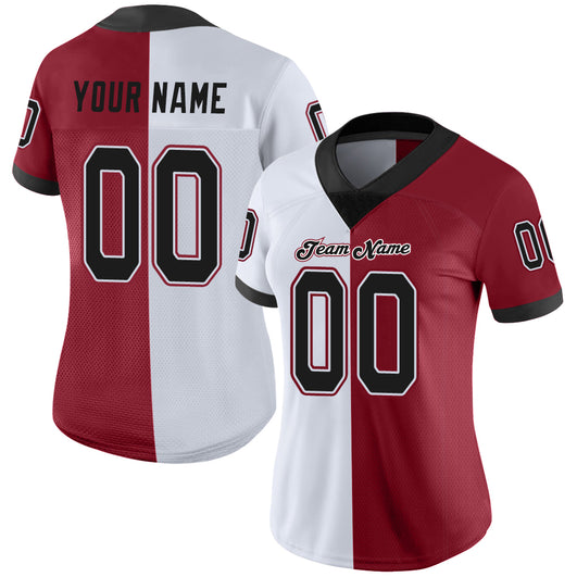 Frenzidea Custom Cardinal Black-White Mesh Split Fashion Football Jersey