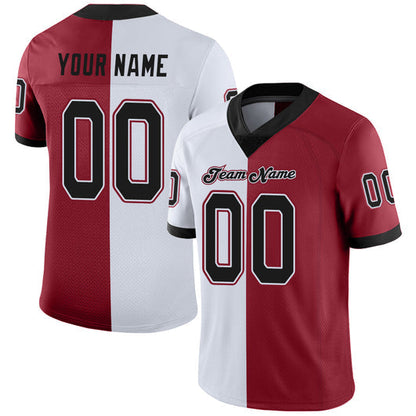 Frenzidea Custom Cardinal Black-White Mesh Split Fashion Football Jersey