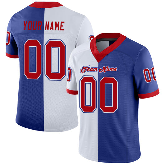 Frenzidea Custom Royal Red-White Mesh Split Fashion Football Jersey