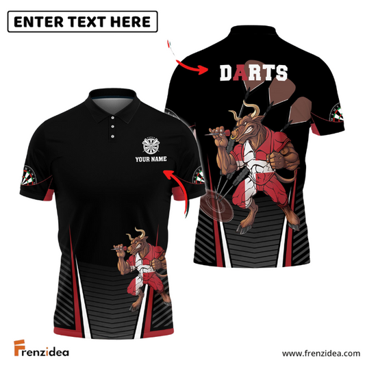 Frenzidea Darts Bull Red Black Version Custom Polo Shirts