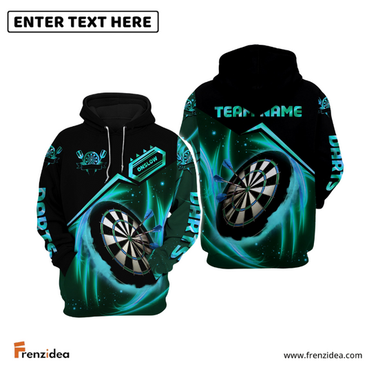 frenzidea Dartboard Blue Fire Personalized Name, Team Name 3D Hoodie