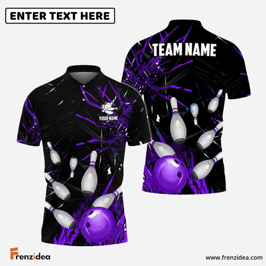 Frenzidea Bowling And Pins Break Glass Pattern Customized Name 3D Shirt (5 Colors)