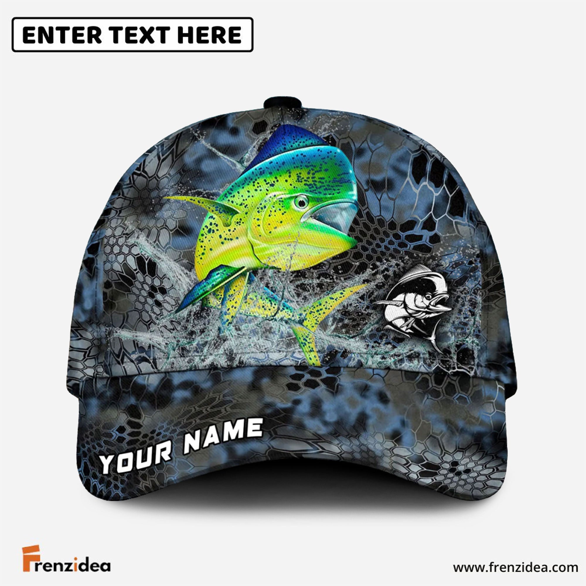 Frenzidea Mahi mahi Fishing Blue Kryptek Camo Personalized Cap