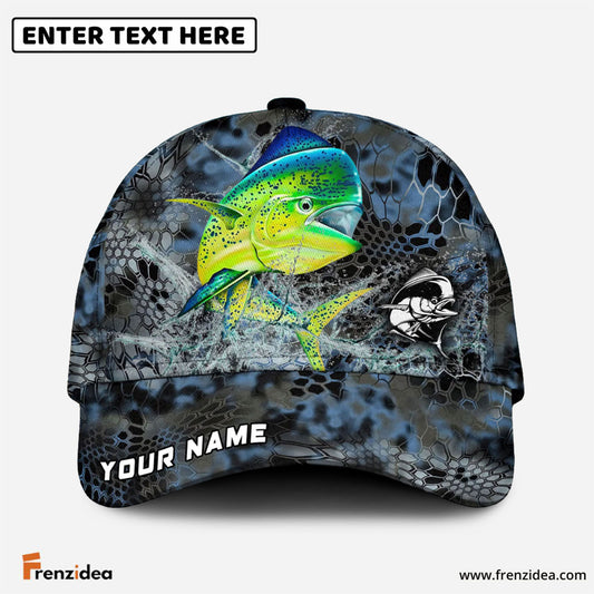 Frenzidea Mahi mahi Fishing Blue Kryptek Camo Personalized Cap