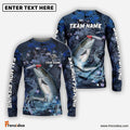 Frenzidea Salmon Fishing Dark Blue Camouflage Custom Name & Team Name 3D Shirts