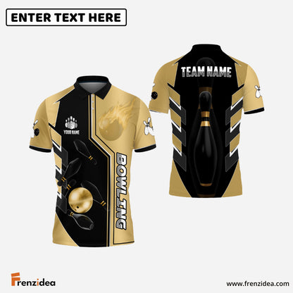Frenzidea Bowling And Pins Premium Line Customized Name 3D Shirt (4 Colors)