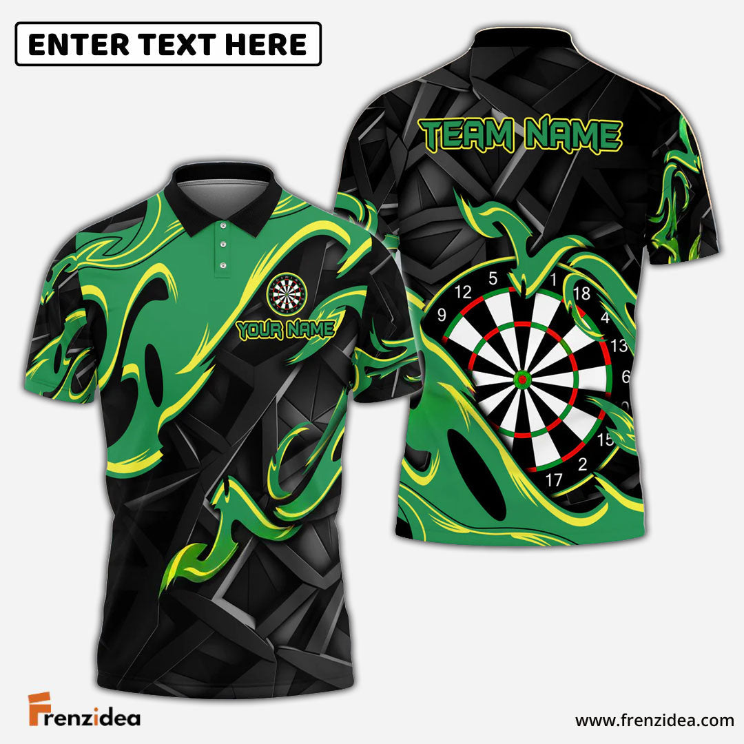 Frenzidea Darts Animated Fire Personalized Name, Team Name Shirt (4 Colors)