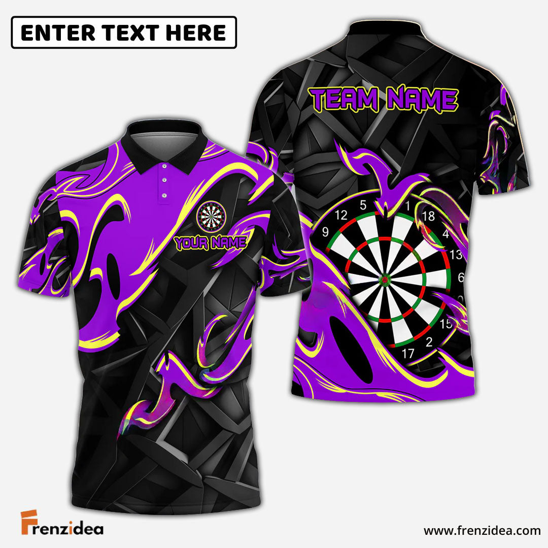 Frenzidea Darts Animated Fire Personalized Name, Team Name Shirt (4 Colors)