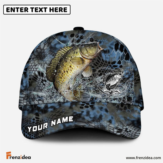 Frenzidea Crappie Fishing Blue Kryptek Camo Personalized Cap