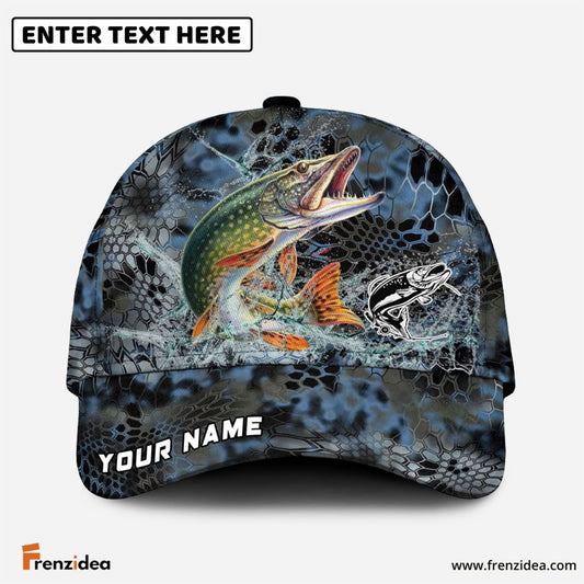 Frenzidea Pike Fishing Blue Kryptek Camo Personalized Cap
