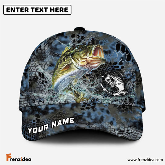 Frenzidea Bass Fishing Blue Kryptek Camo Personalized Cap