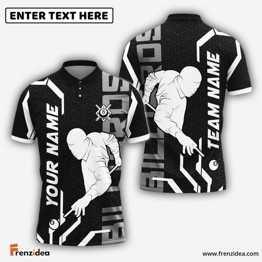 Frenzidea Billiards Player Black And White Personalized Name, Team Name Unisex Shirt