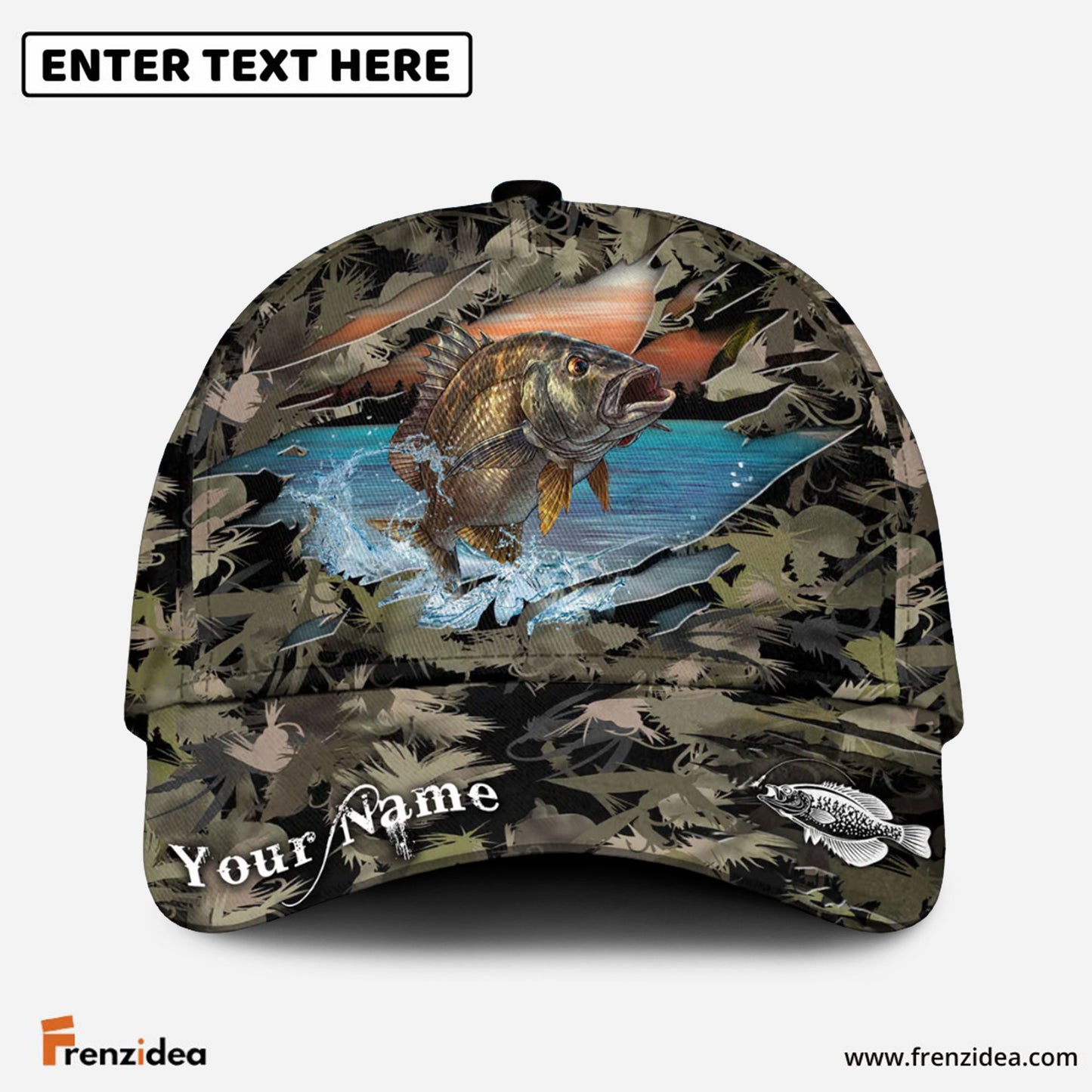 Frenzidea Panfish Fishing Lure Camouflage Personalized Cap