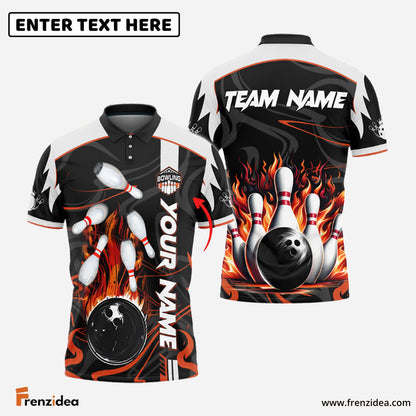 Frenzidea Bowling And Pins Vengeful Flame Customized Name 3D Shirt ( 5 Colors)