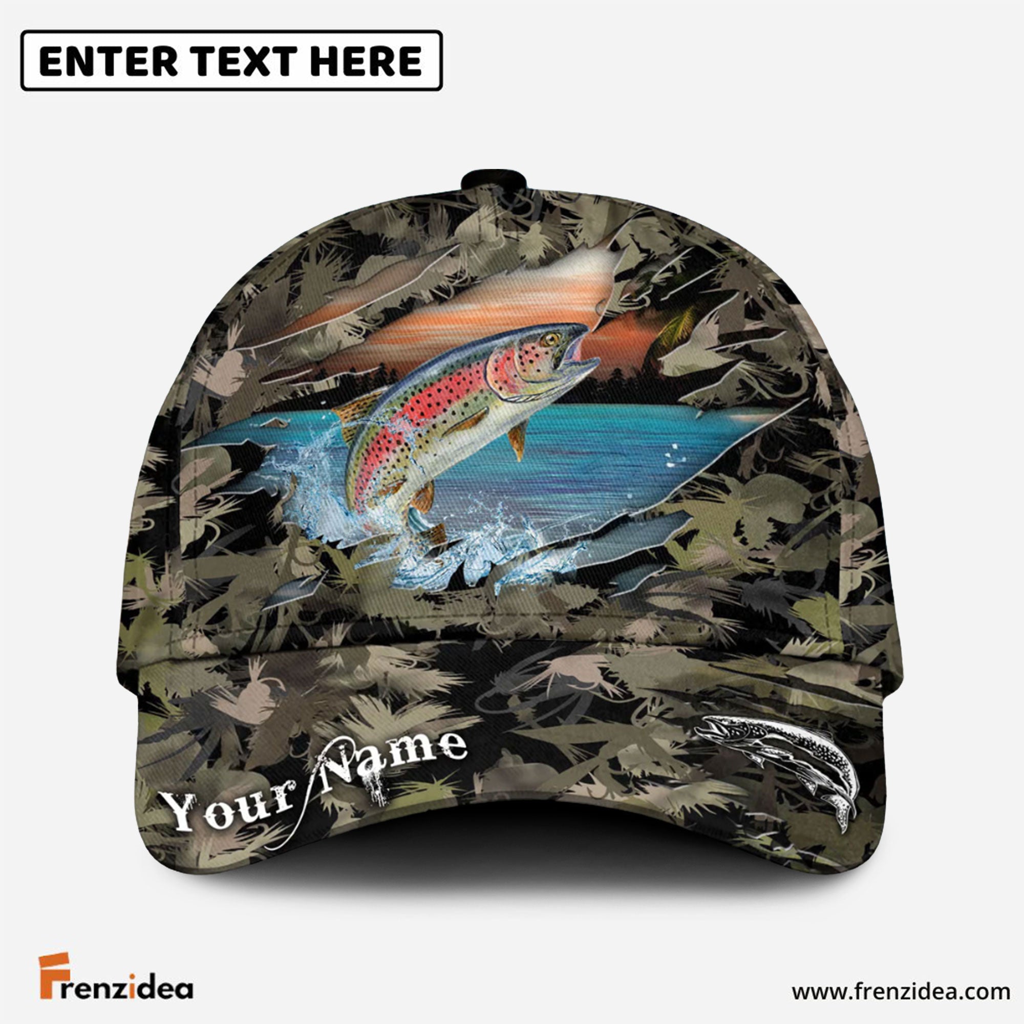 Frenzidea Trout Fishing Lure Camouflage Personalized Cap