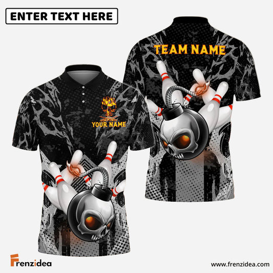 Frenzidea Bowling And Pins Punisher Bomb Customized Name, Team Name 3D Shirt (4 Colors)