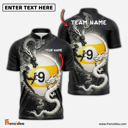 Frenzidea Billiards 8,9 Ball Black And White Dragon Couple Personalized Shirt (3 Options)