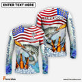 Frenzidea Striped Bass Fishing American Flag Beer Custom Name & Team Name 3D Shirts