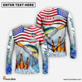 Frenzidea Tuna Fishing American Flag Beer Custom Name & Team Name 3D Shirts