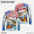 Frenzidea Pike Fishing American Flag Beer Custom Name & Team Name 3D Shirts