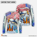 Frenzidea Marlin Fishing American Flag Beer Custom Name & Team Name 3D Shirts