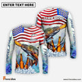 Frenzidea Trout Fishing American Flag Beer Custom Name & Team Name 3D Shirts