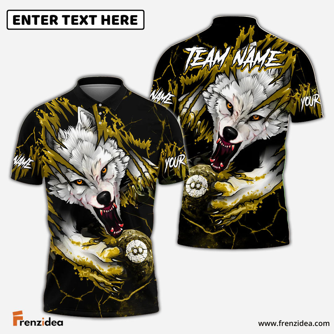 Frenzidea Billiards Ball 8 Bloody Wolf Personalized Name, Team Name Unisex Shirt (4 Colors)
