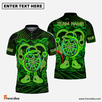 Frenzidea Darts Neon Dartboard Champion Personalized Name, Team Name Shirt (4 Colors)
