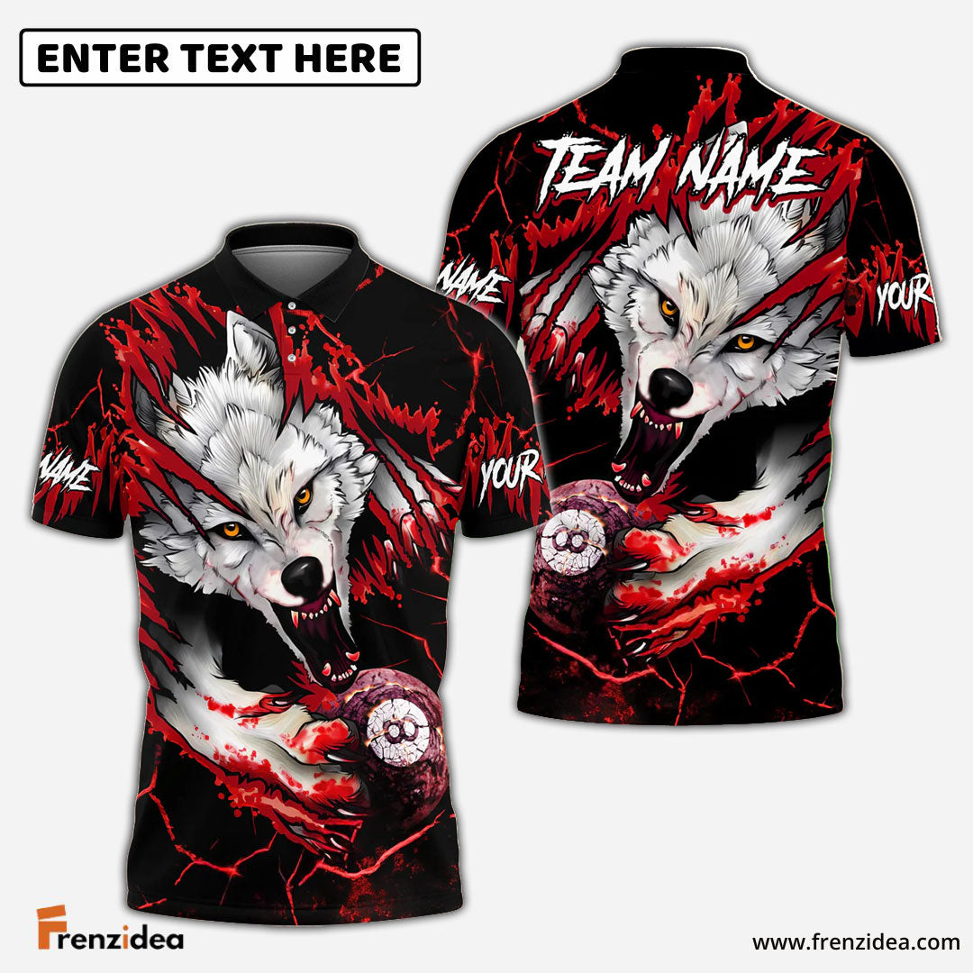 Frenzidea Billiards Ball 8 Bloody Wolf Personalized Name, Team Name Unisex Shirt (4 Colors)