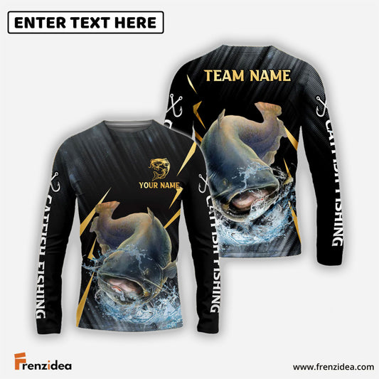 Frenzidea Catfish Fishing Golden With Skinfish Pattern Custom Name & Team Name 3D Shirts