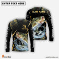 Frenzidea Bass Fishing Golden With Skinfish Pattern Custom Name & Team Name 3D Shirts