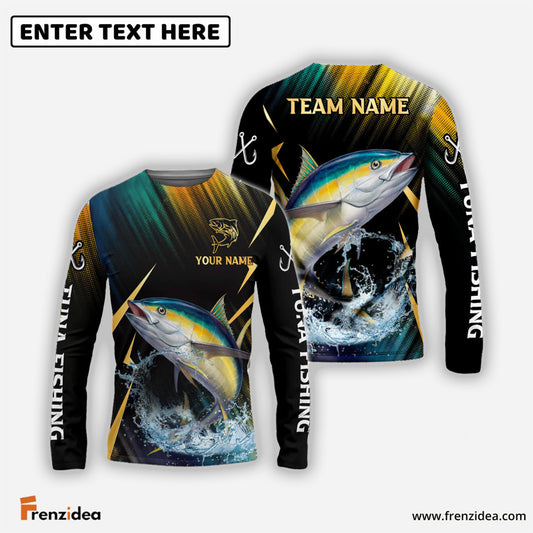 Frenzidea Tuna Fishing Golden With Skinfish Pattern Custom Name & Team Name 3D Shirts