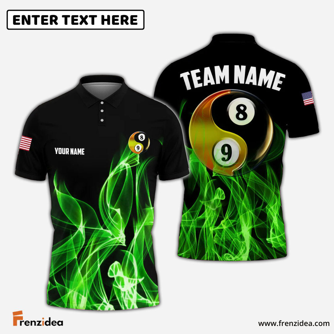 Frenzidea Billiards Ball 8&9 Heavenly Flame Personalized Name, Team Name Unisex Shirt (4 Colors)