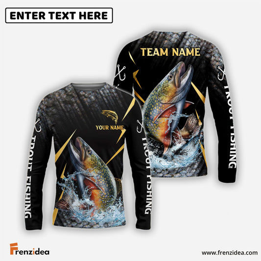 Frenzidea Trout Fishing Golden With Skinfish Pattern Custom Name & Team Name 3D Shirts