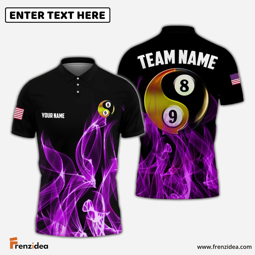 Frenzidea Billiards Ball 8&9 Heavenly Flame Personalized Name, Team Name Unisex Shirt (4 Colors) (s)