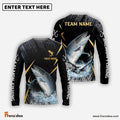 Frenzidea Salmon Fishing Golden With Skinfish Pattern Custom Name & Team Name 3D Shirts