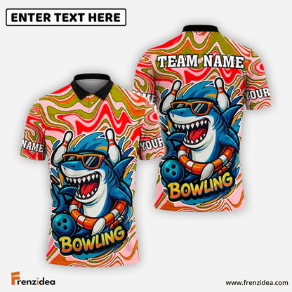Frenzidea Bowling And Pins Shark Happy Summer Customized Name, Team Name 3D Shirt (4 Colors)