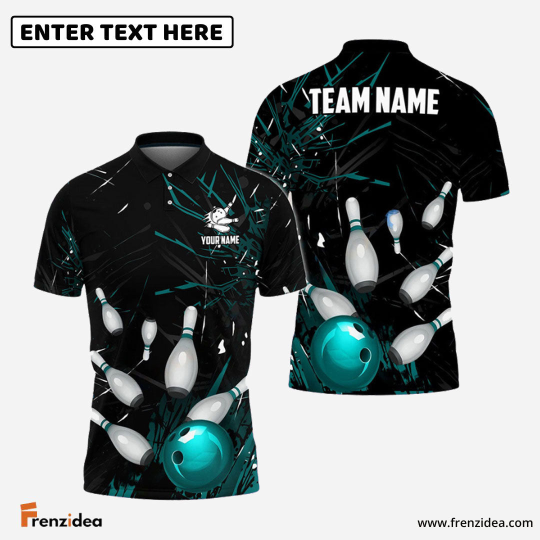 Frenzidea Bowling And Pins Break Glass Pattern Customized Name 3D Shirt (5 Colors)