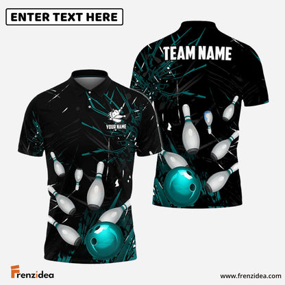 Frenzidea Bowling And Pins Break Glass Pattern Customized Name 3D Shirt (5 Colors)