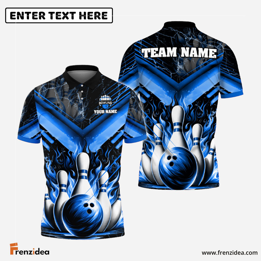 Frenzidea Bowling And Pins Flame From Hell Multicolor Customized Name 3D Shirt ( 4 Colors )
