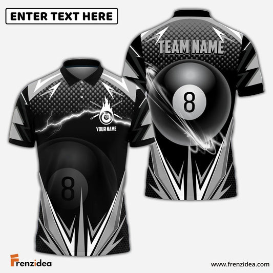 Frenzidea Billiards Gray Personalized Name, Team Name Shirt