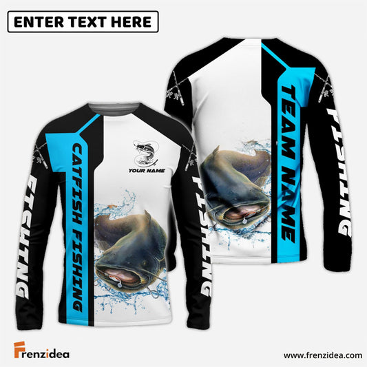 Frenzidea Catfish Fishing Blue Line Sport Custom Name & Team Name 3D Shirts