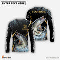 Frenzidea Musky Fishing Golden With Skinfish Pattern Custom Name & Team Name 3D Shirts