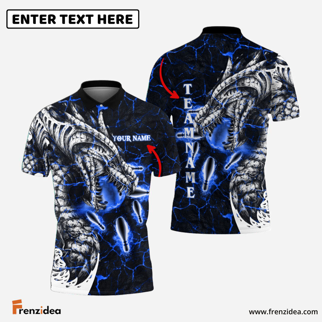 Frenzidea Magma Dragon Bowling Personalized Name, Team Name 3D Shirt (4 Colors)