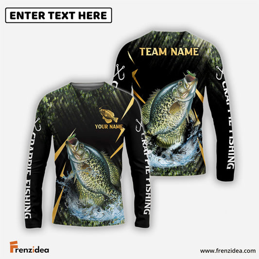 Frenzidea Crappie Fishing Golden With Skinfish Pattern Custom Name & Team Name 3D Shirts