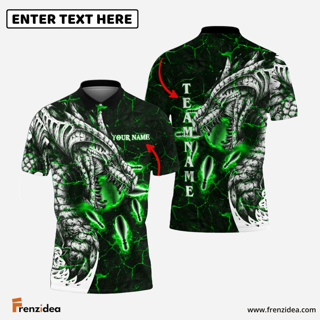 Frenzidea Magma Dragon Bowling Personalized Name, Team Name 3D Shirt (4 Colors)