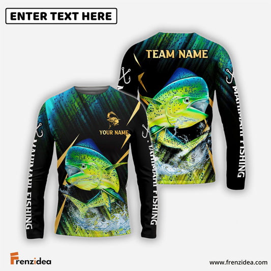 Frenzidea Mahimahi Fishing Golden With Skinfish Pattern Custom Name & Team Name 3D Shirts